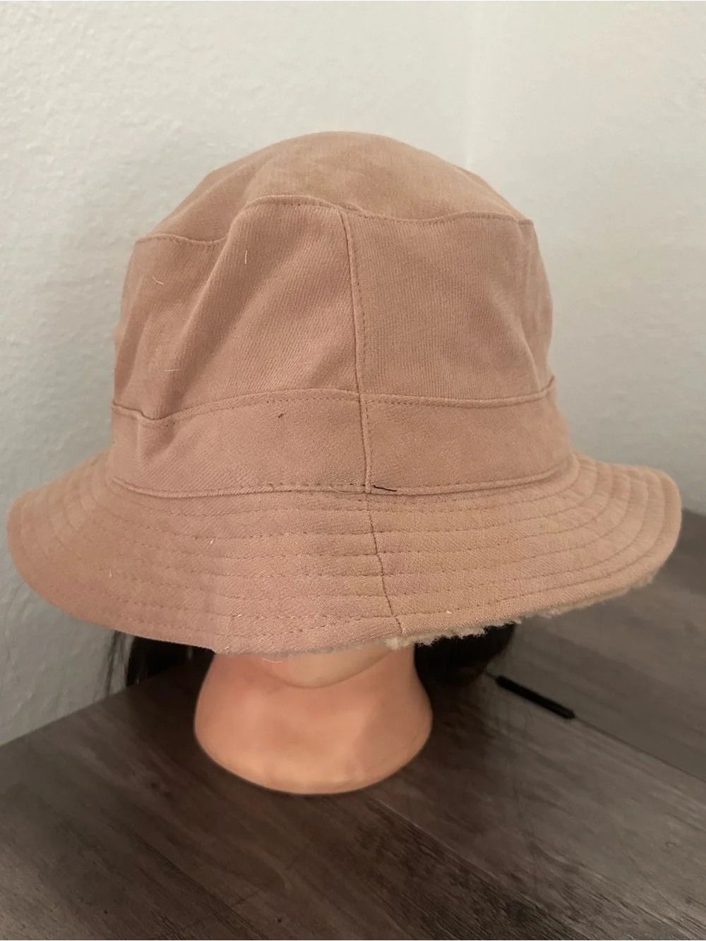 Perry Ellis Frayed-Edge Tan Bucket Hat one size
